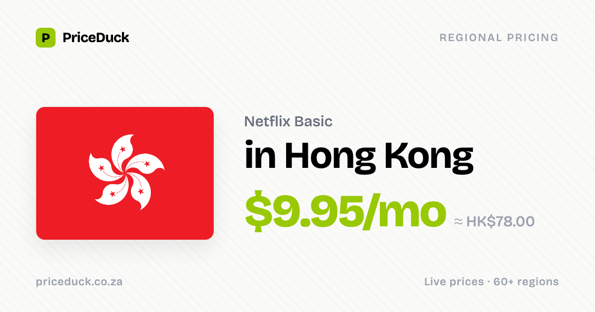 Netflix Basic Price in Hong Kong 2026: $10/mo — Live Comparison
