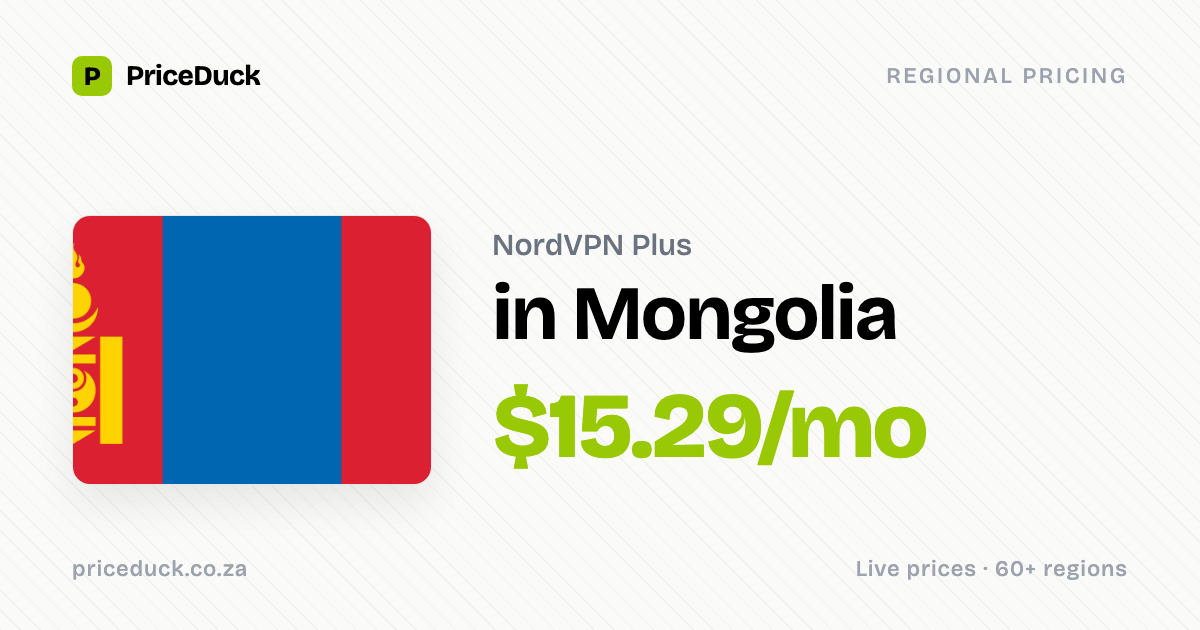 NordVPN Plus Price in Mongolia 2026: $15/mo — Live Comparison